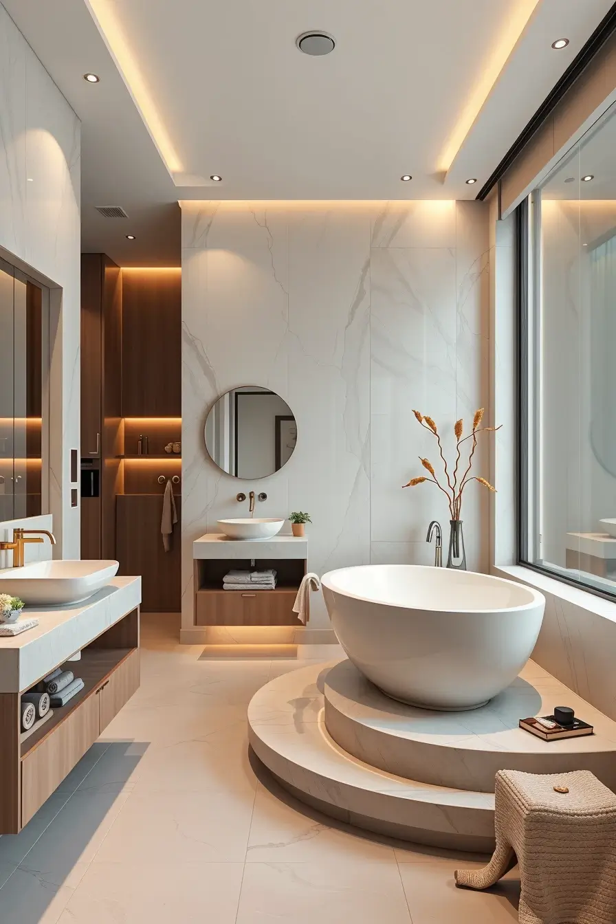 62 Bathroom Renovation Ideas 2026: Modern Curved Design, Designer Bathtubs & Luxury Trends