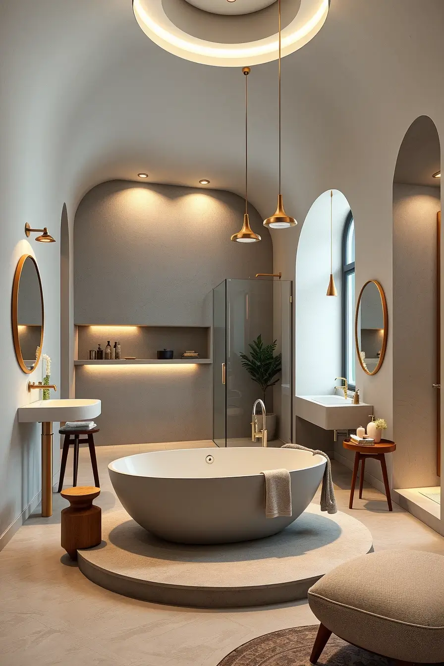 62 Bathroom Renovation Ideas 2026: Modern Curved Design, Designer Bathtubs & Luxury Trends