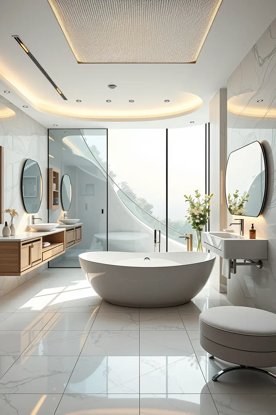 62 Bathroom Renovation Ideas 2026: Modern Curved Design, Designer Bathtubs & Luxury Trends
