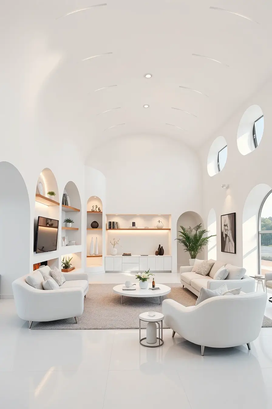 65 Whites Living Room Ideas 2026 With Curved Designer Furniture