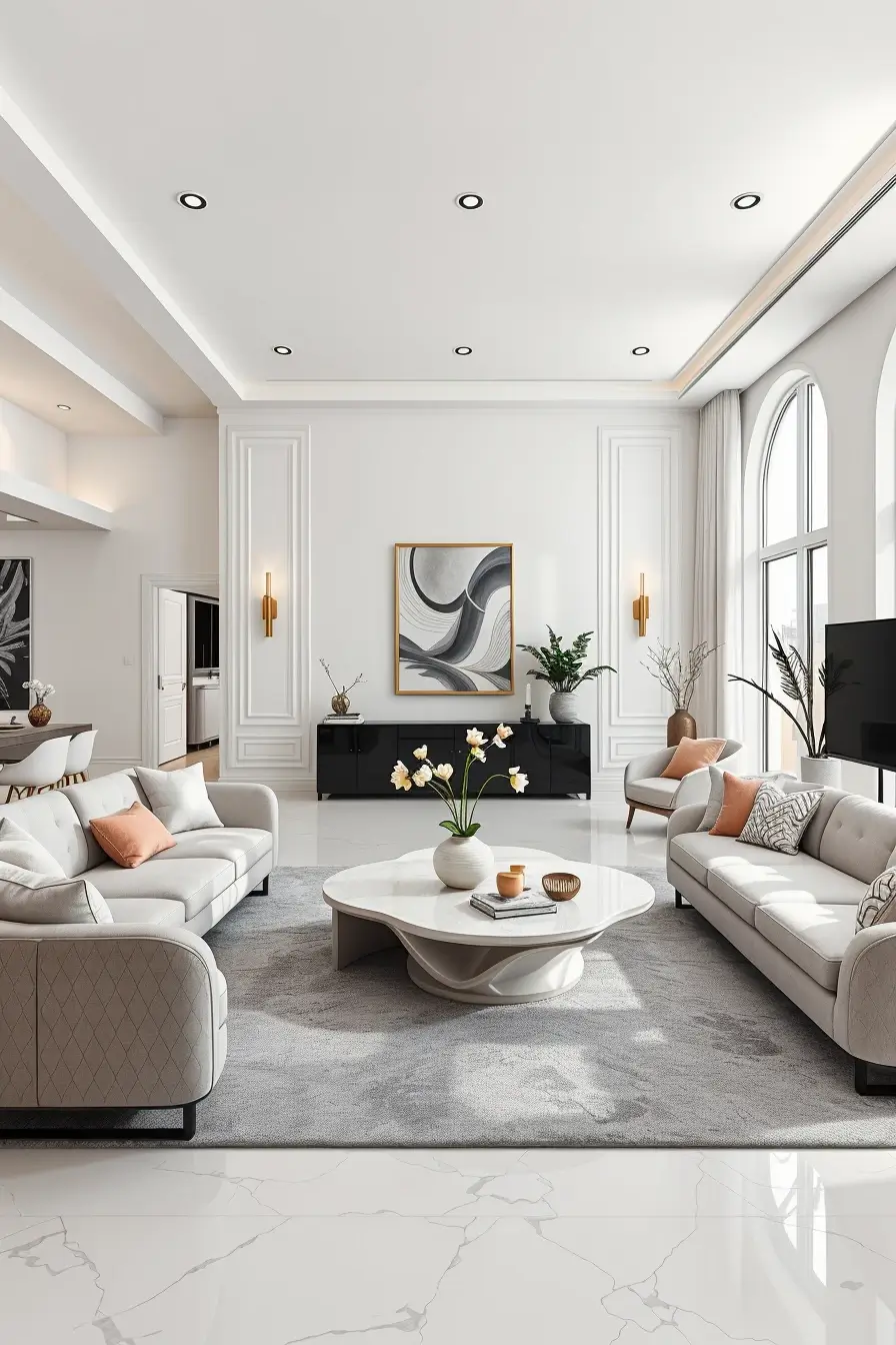 65 Whites Living Room Ideas 2026 With Curved Designer Furniture