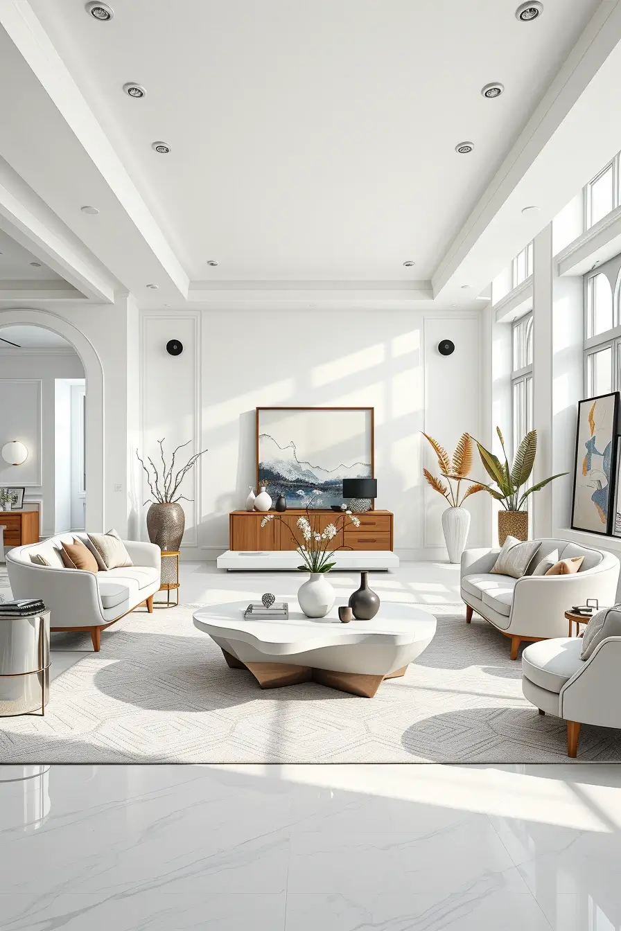 65 Whites Living Room Ideas 2026 With Curved Designer Furniture