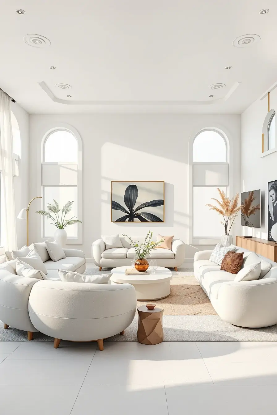 65 Whites Living Room Ideas 2026 With Curved Designer Furniture