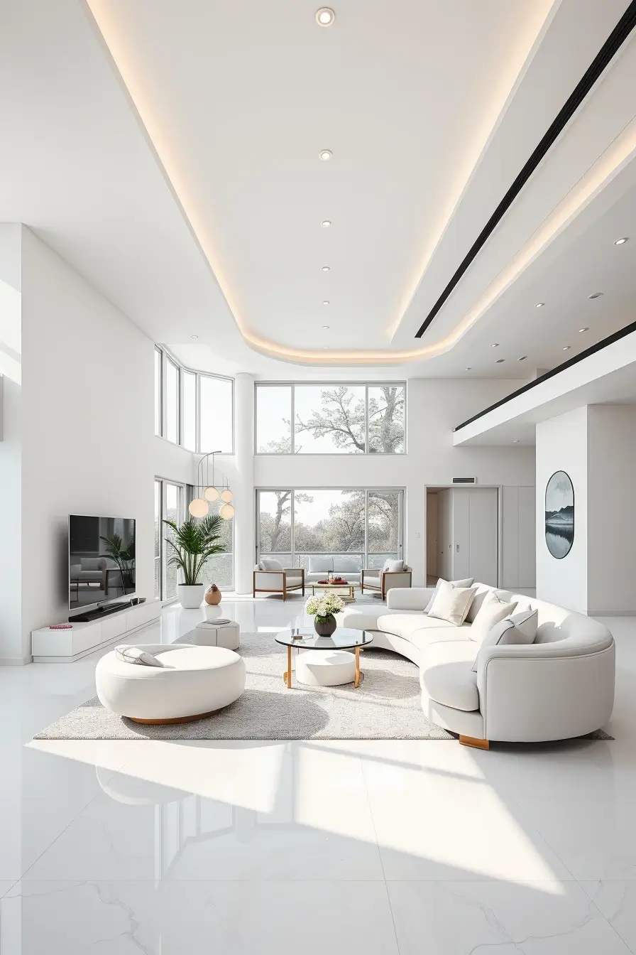 65 Whites Living Room Ideas 2026 With Curved Designer Furniture