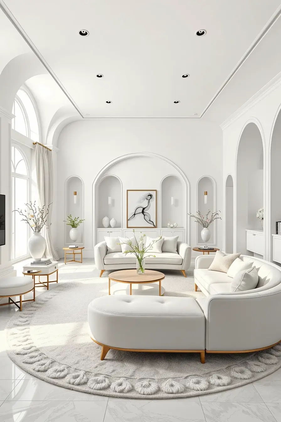 65 Whites Living Room Ideas 2026 With Curved Designer Furniture