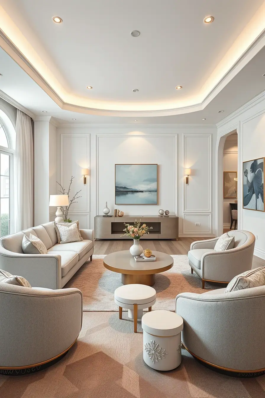 65 Whites Living Room Ideas 2026 With Curved Designer Furniture