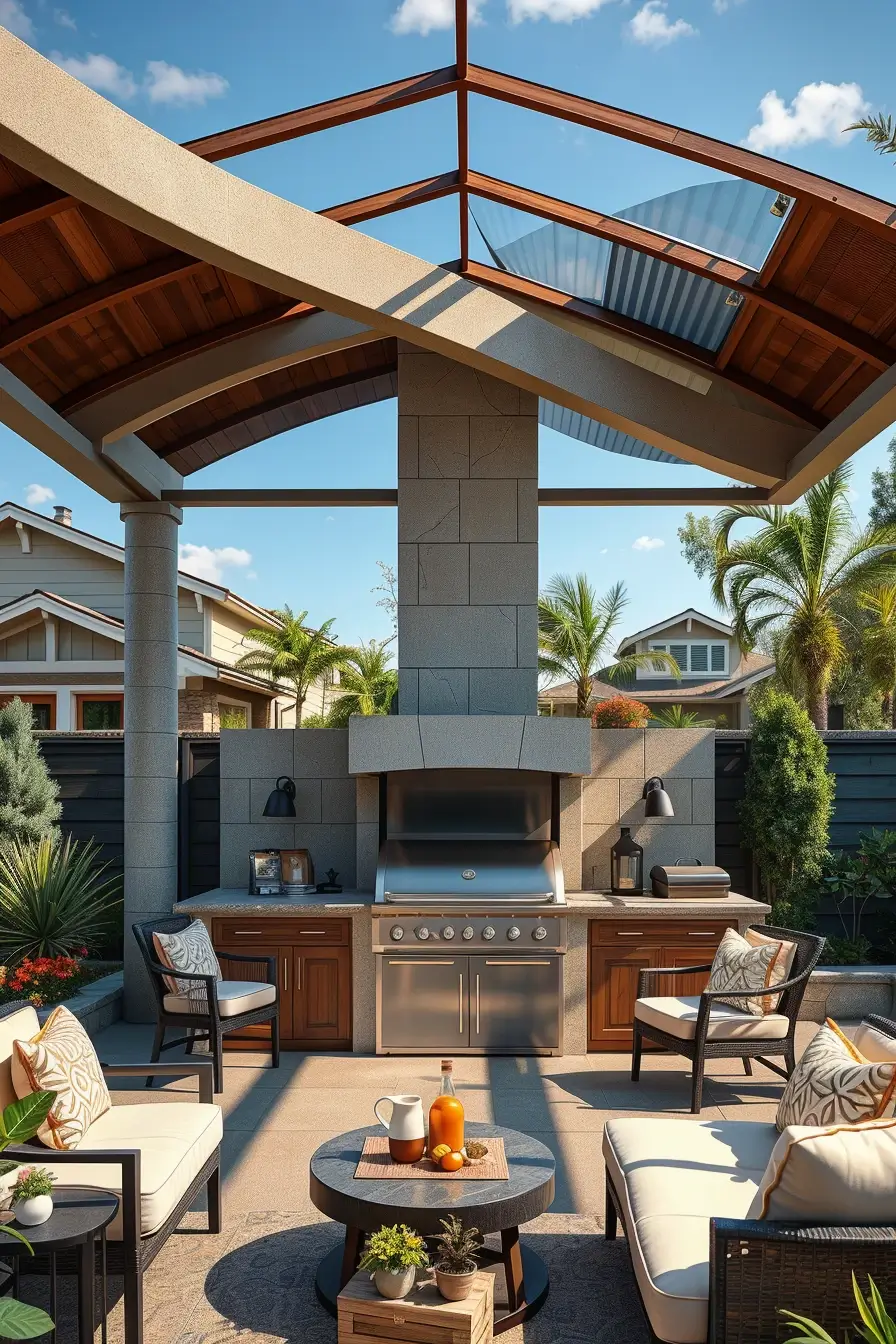 57 Outdoor BBQ Area With Roof 2026: Stylish And Modern Covered Grill Ideas