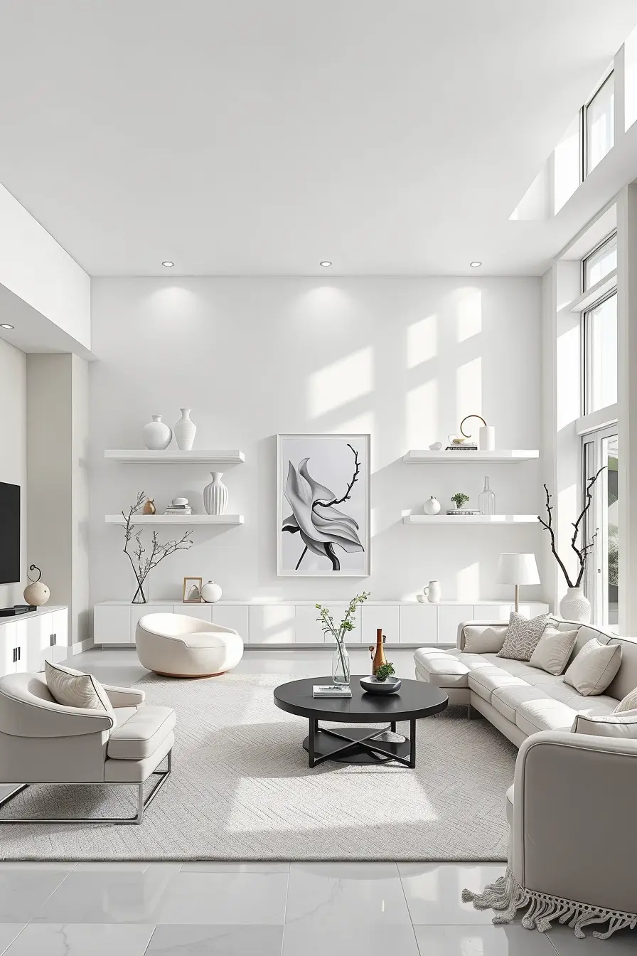 65 Whites Living Room Ideas 2026 With Curved Designer Furniture