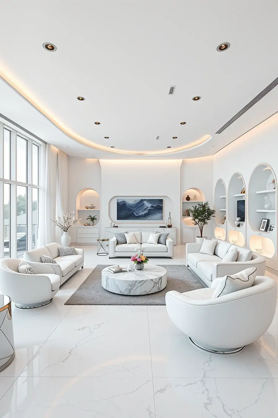 65 Whites Living Room Ideas 2026 With Curved Designer Furniture