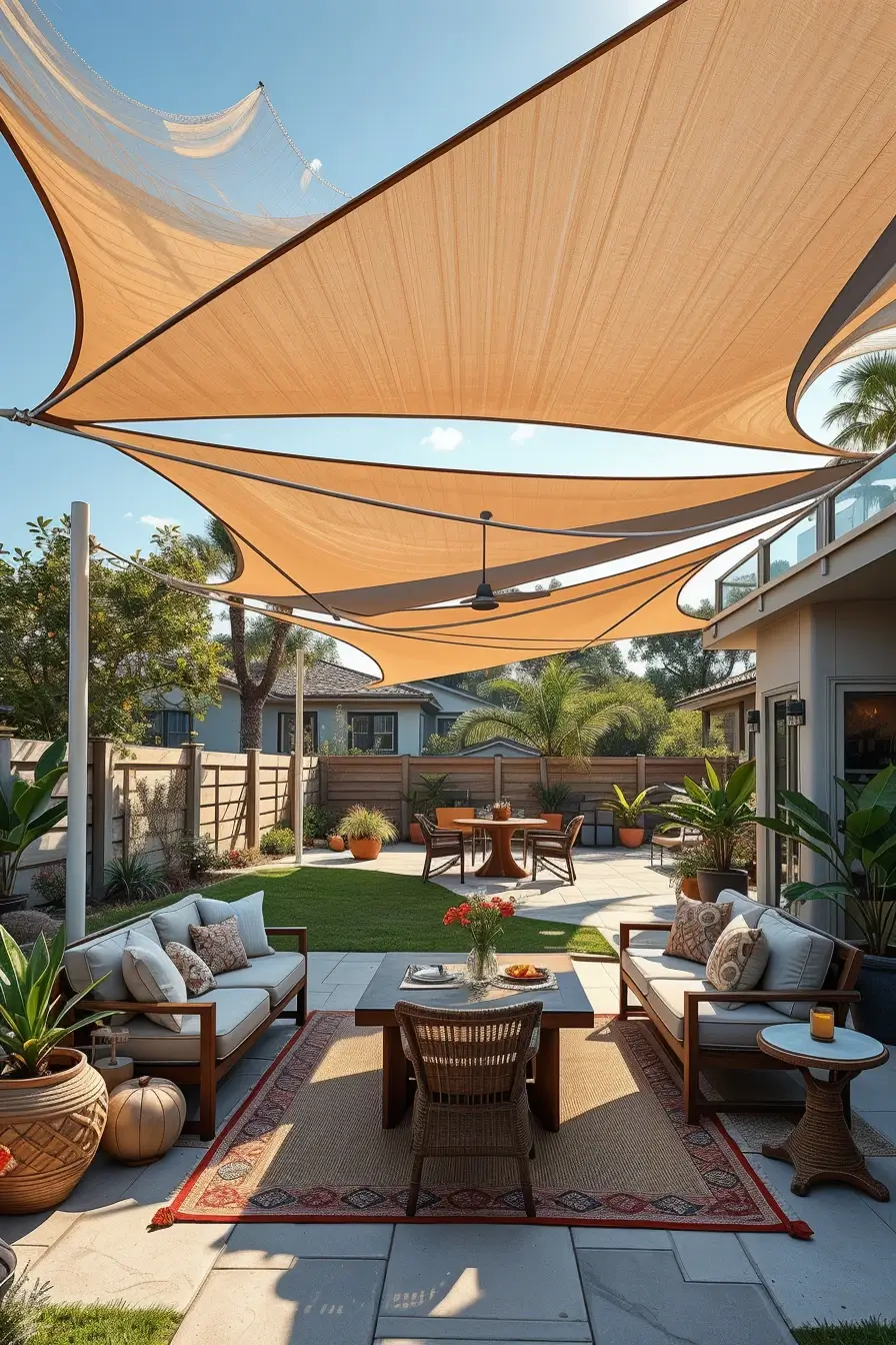 58 Sun Sail Shade Ideas For Your Outdoor Space 2026: Stylish Backyard Shade Inspiration